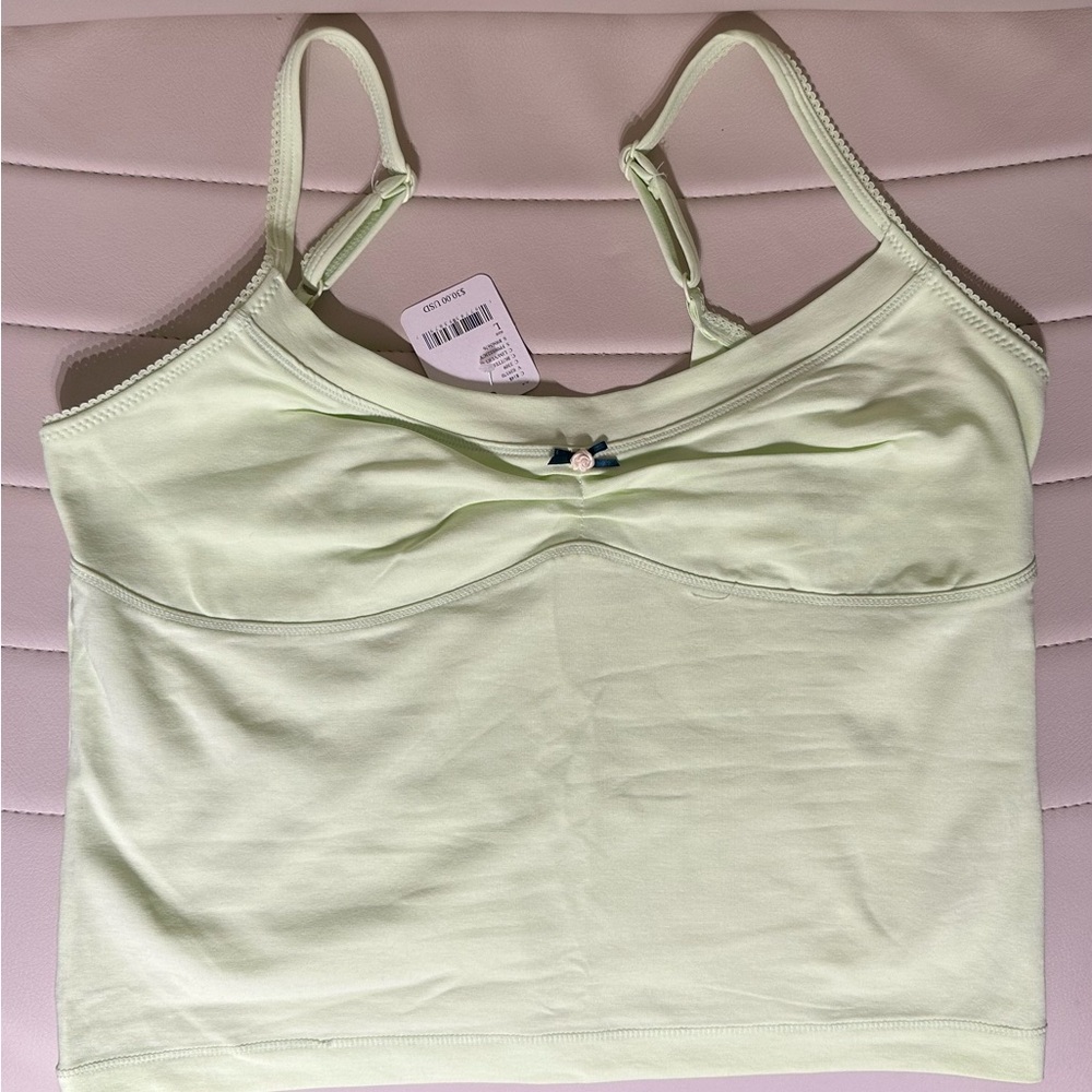 Free People Green Fitted Crop Camisole + Tank Top